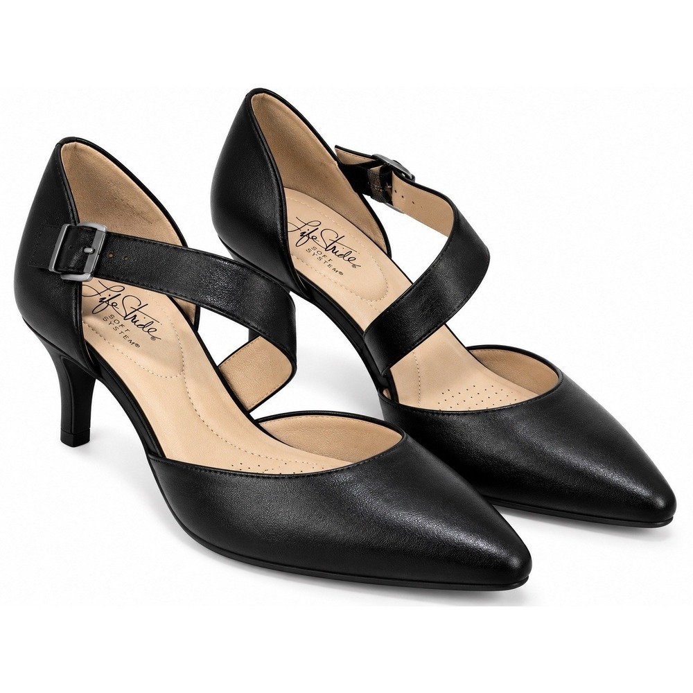 LifeStride Kamala Soft System Black Pointed Toe d'Orsay Pumps 9M 2.68 Heel NWOB